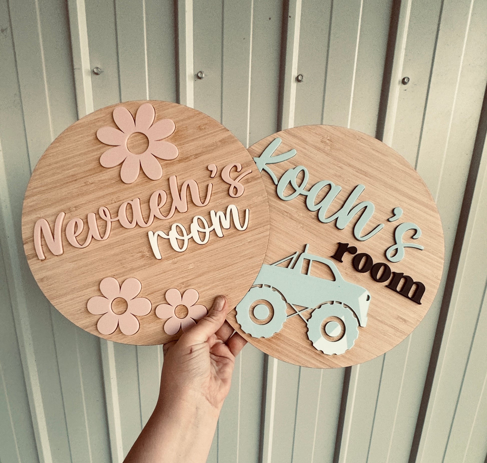 Personalised wooden door plaque for nursery
