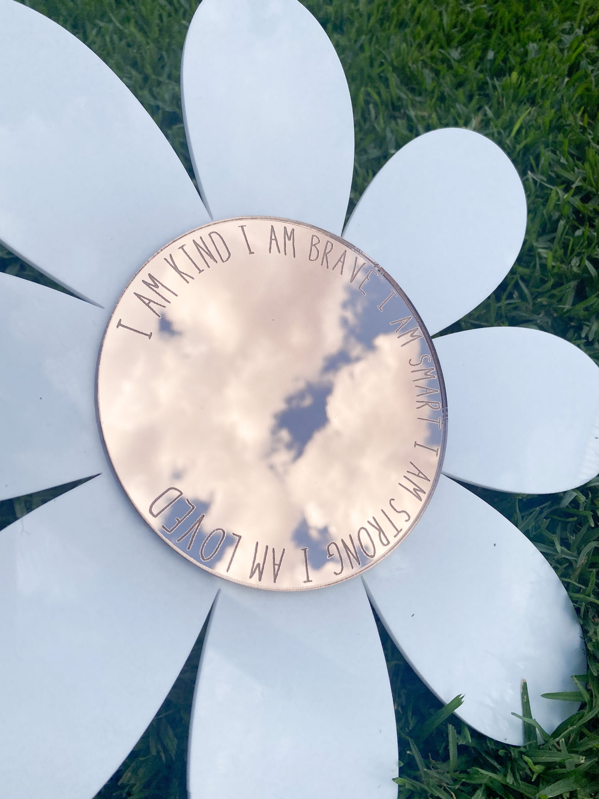 Wooden Daisy Affirmations Mirror