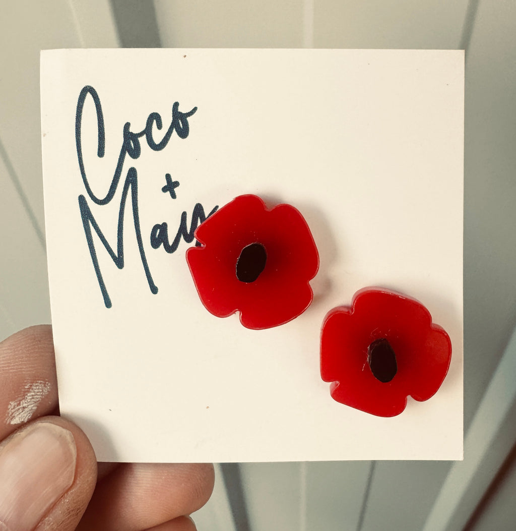 Remembrance Poppy Acrylic Stud Earrings