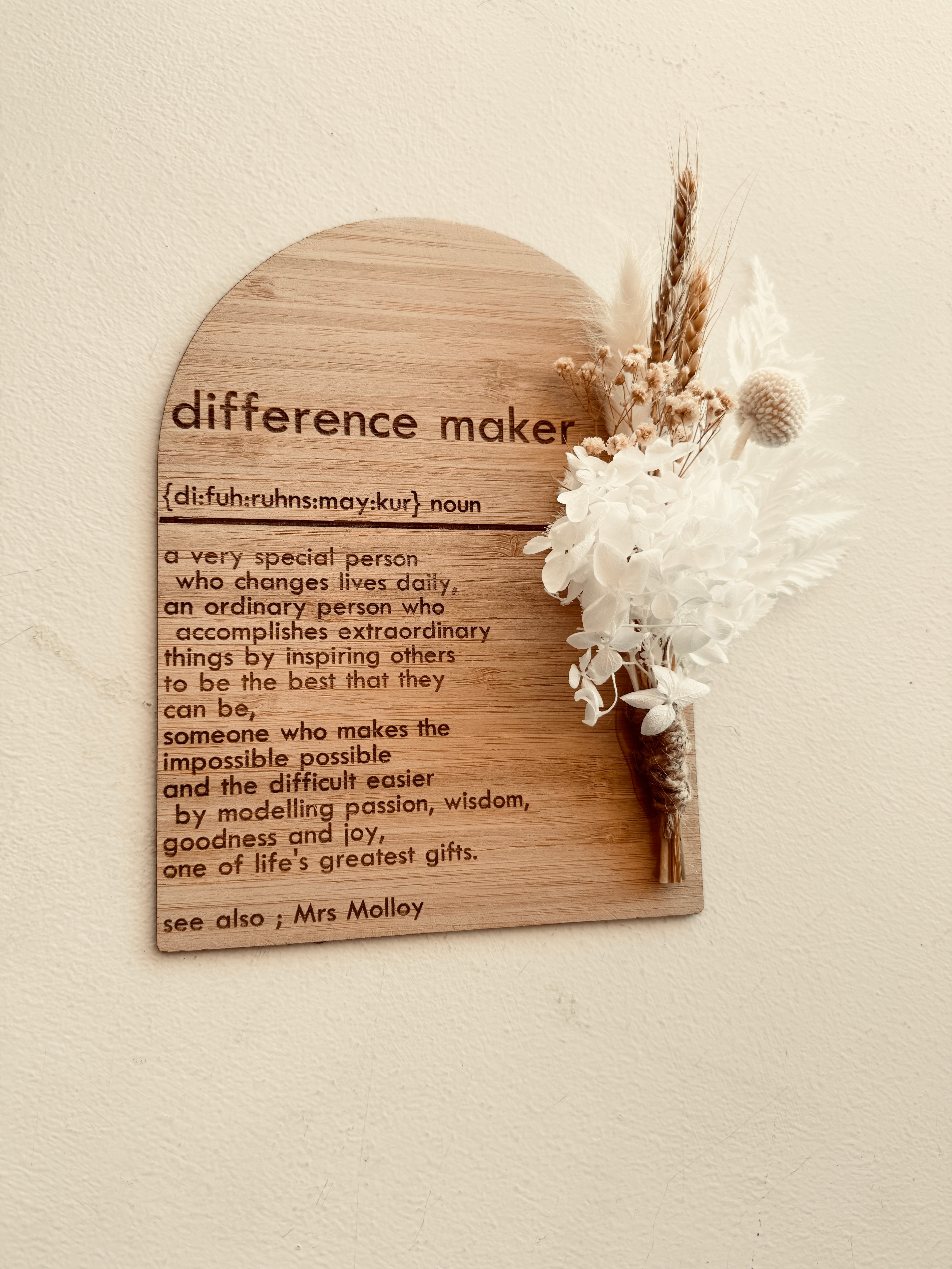 teacher difference maker plaque appreciation gift coco and may