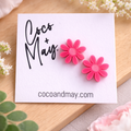 Pink floral stud earrings lightweight acrylic by Coco and May Australia
