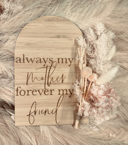 Personalised wooden keepsake plaque for Mum – forever my friend design