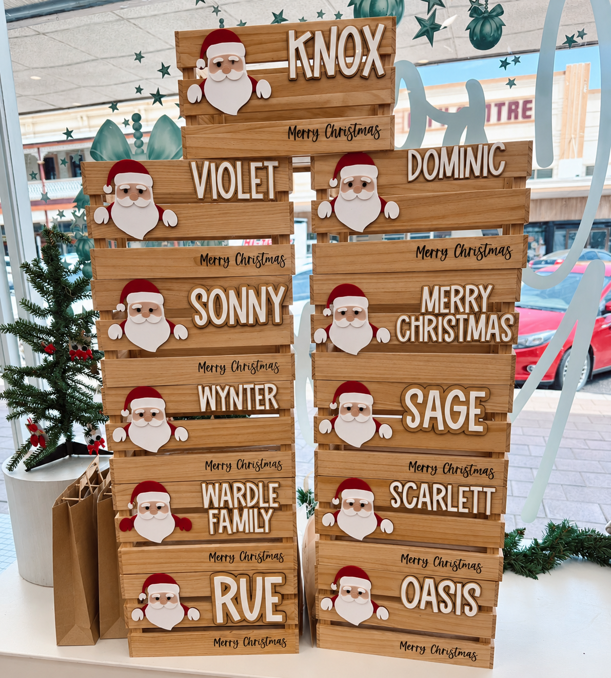 Coco & May wooden Santa Christmas Crate with Merry Christmas Santa plaque