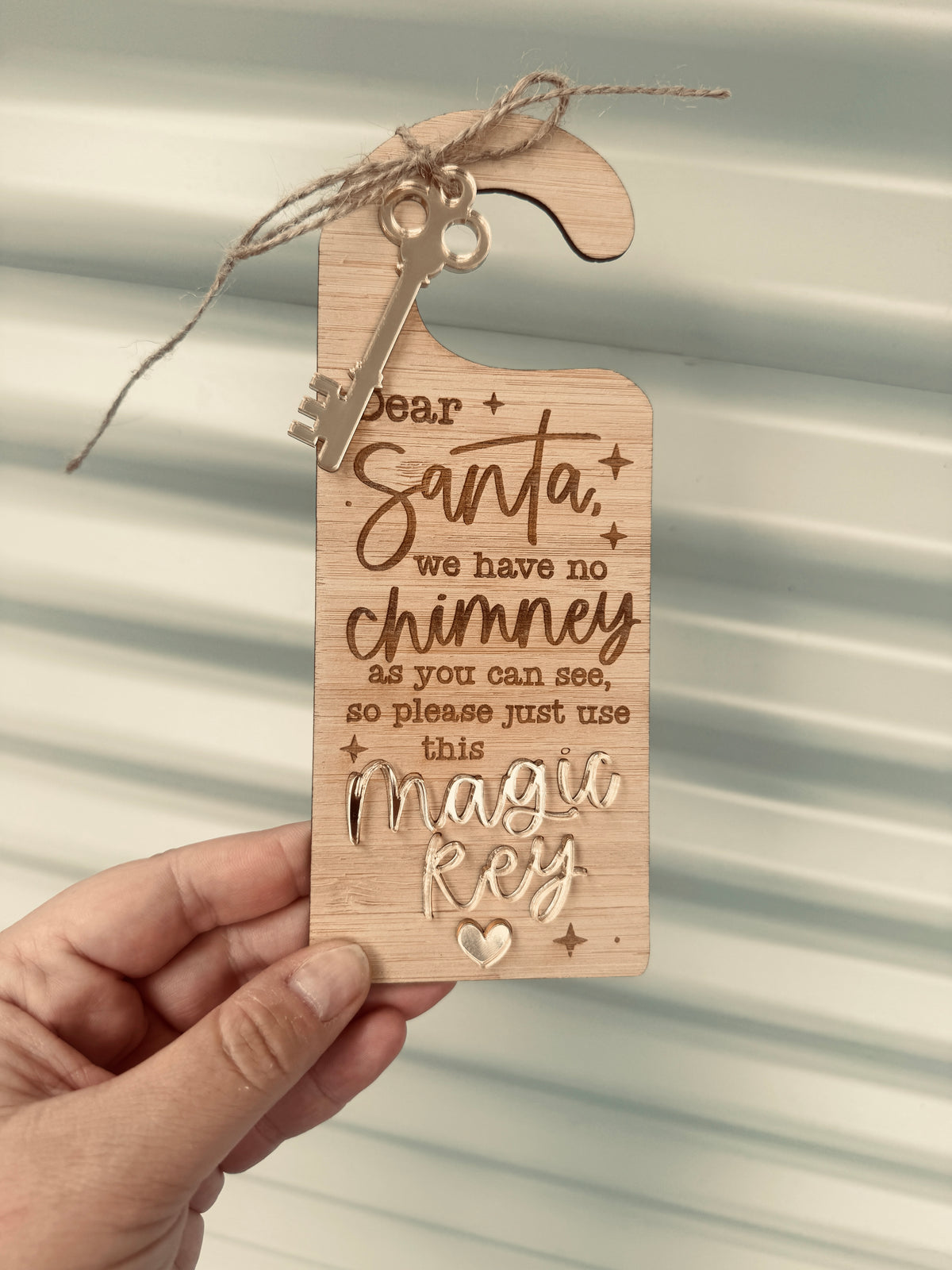 Coco & May Santa’s Magic Key wooden Christmas Eve decoration with engraved Santa message