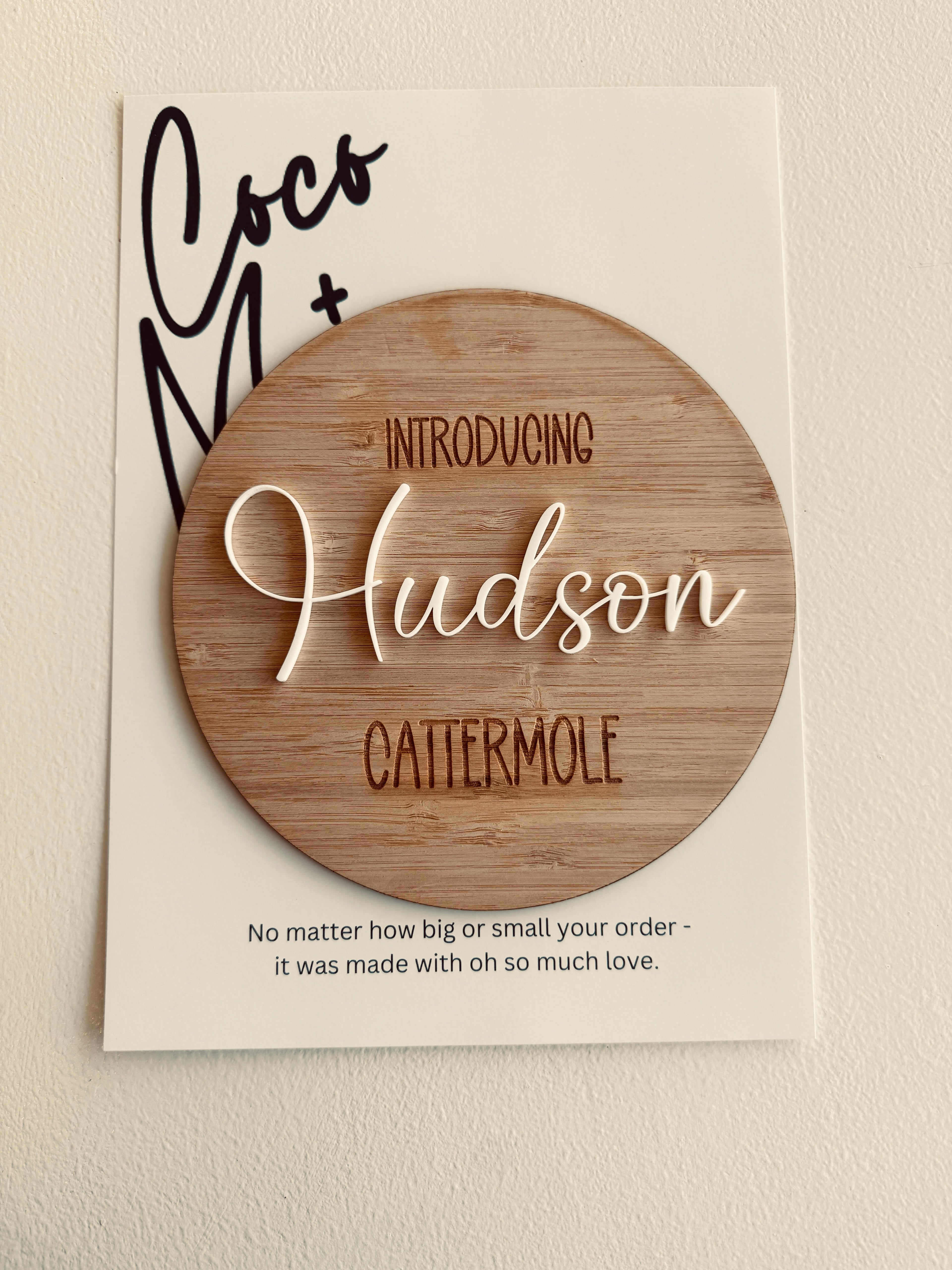 Custom baby keepsake plaque for nursery display
