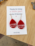 Red & White Teacher Appreciation Earrings – Teardrop Dangles