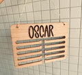personalised kids medal holder wooden sports award display