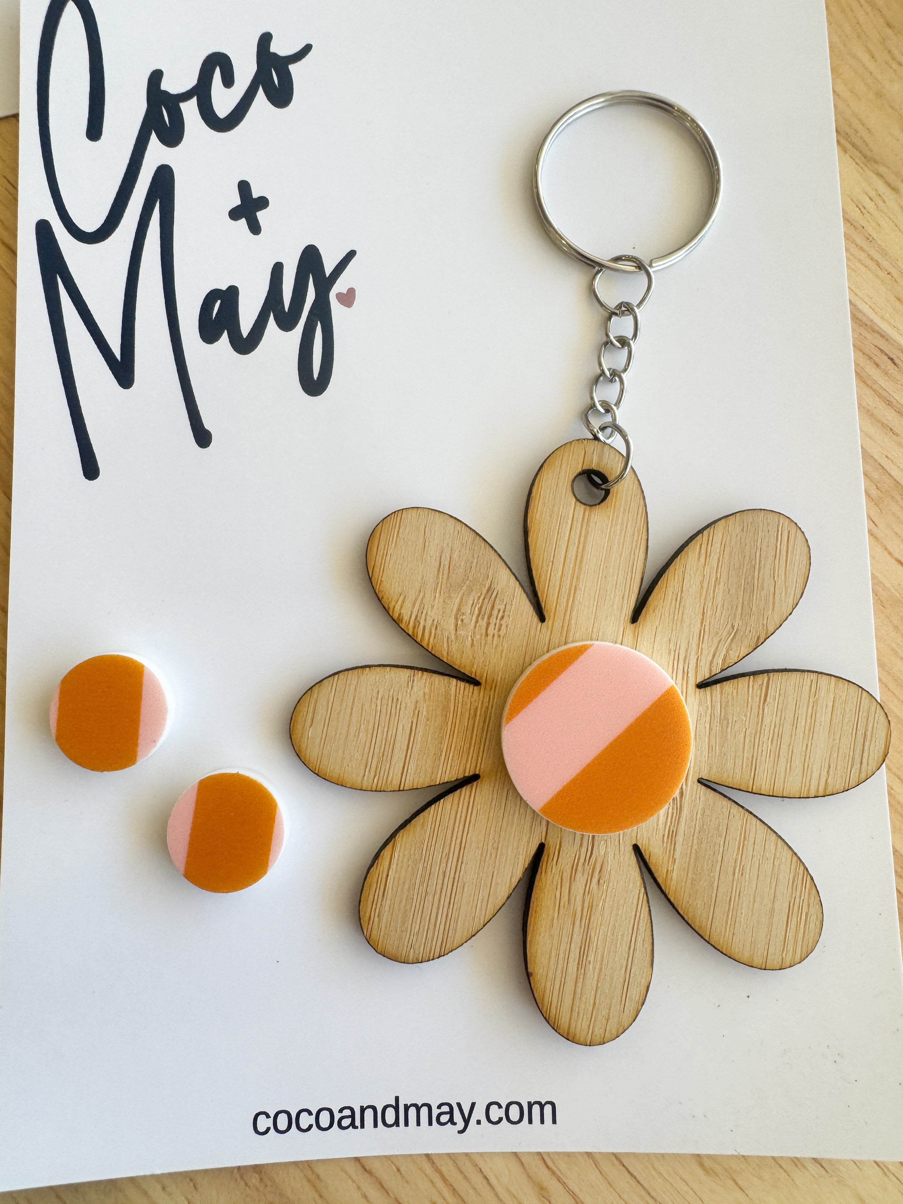 handmade flower earrings and daisy keyring gift set coco and may