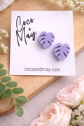 Lilac statement stud earrings lightweight acrylic by Coco and May Australia
