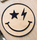 Lightning Bolt Smiley Face Wall Plaque – Kids Bedroom Decor