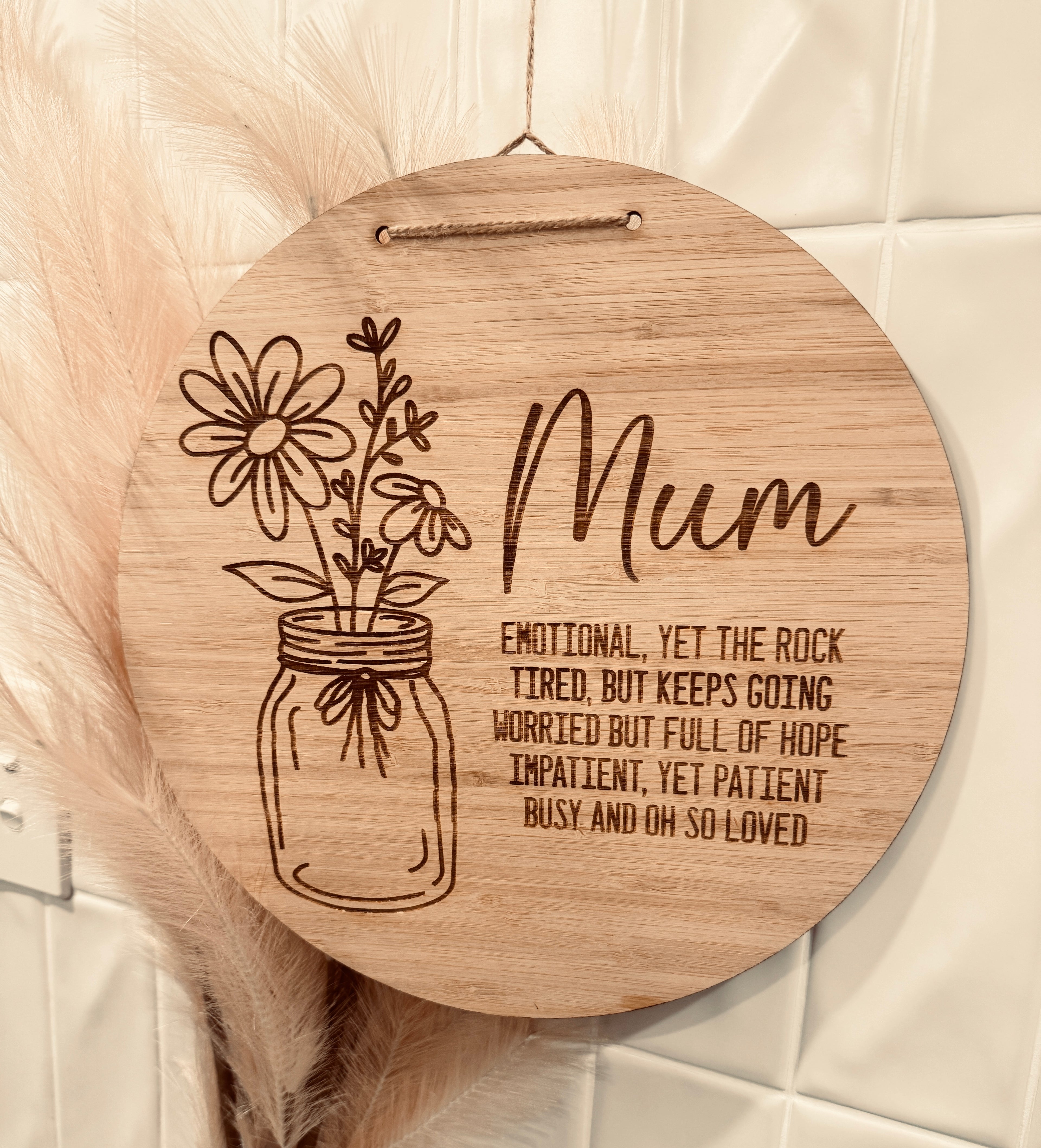 Personalised wooden plaque gift for Mum with engraved message"