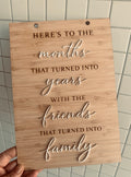 friends into family wooden plaque bamboo wall sign coco and may