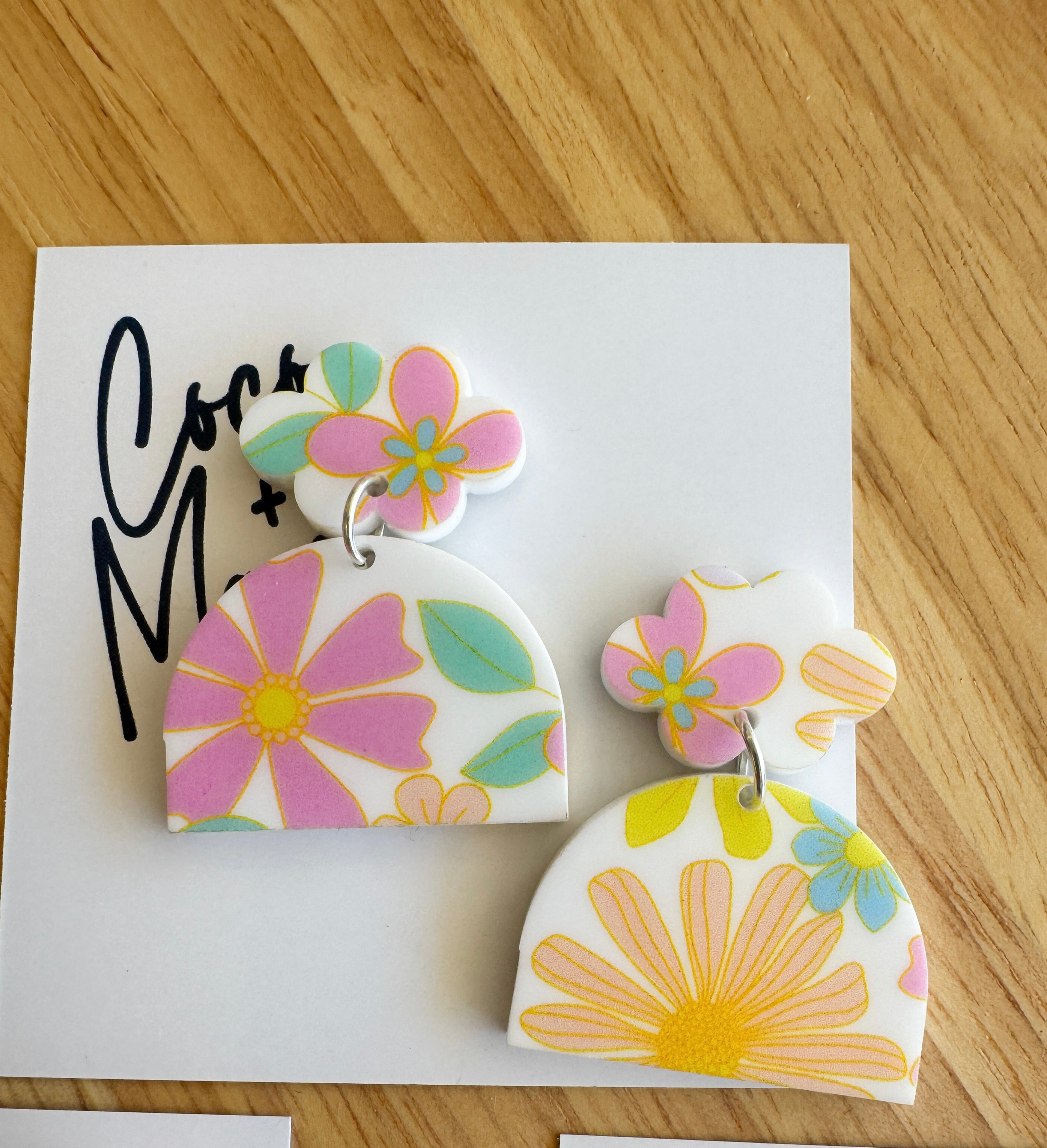 colourful acrylic dangle earrings by coco and may

handmade statement acrylic earrings australia

lightweight hypoallergenic dangle earrings