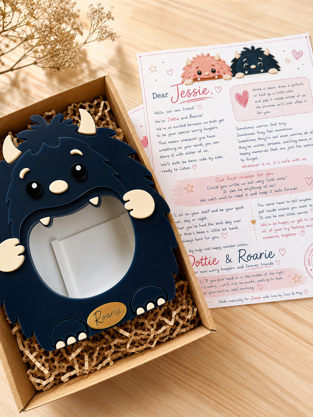 Roarie & Dottie Worry Keepsake Box | Handmade by Coco & May
