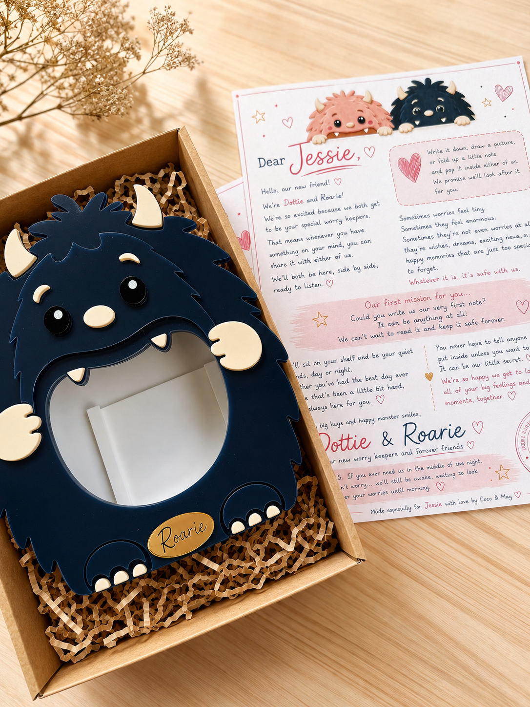 Roarie & Dottie Worry Keepsake Box | Handmade by Coco & May