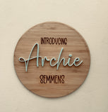 Engraved newborn plaque with name, date and time of birth