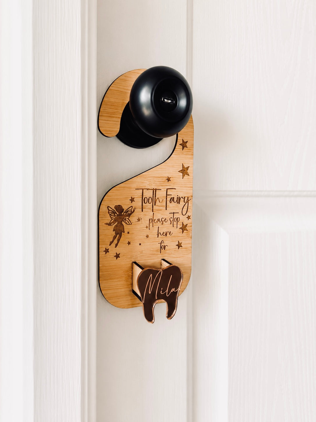 Personalised Tooth Fairy Door Hanger | Tooth Fairy Stop Here