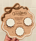 Coco & May wooden Christmas Treat Plate for Santa and his reindeer with dedicated Christmas Eve treat spaces
