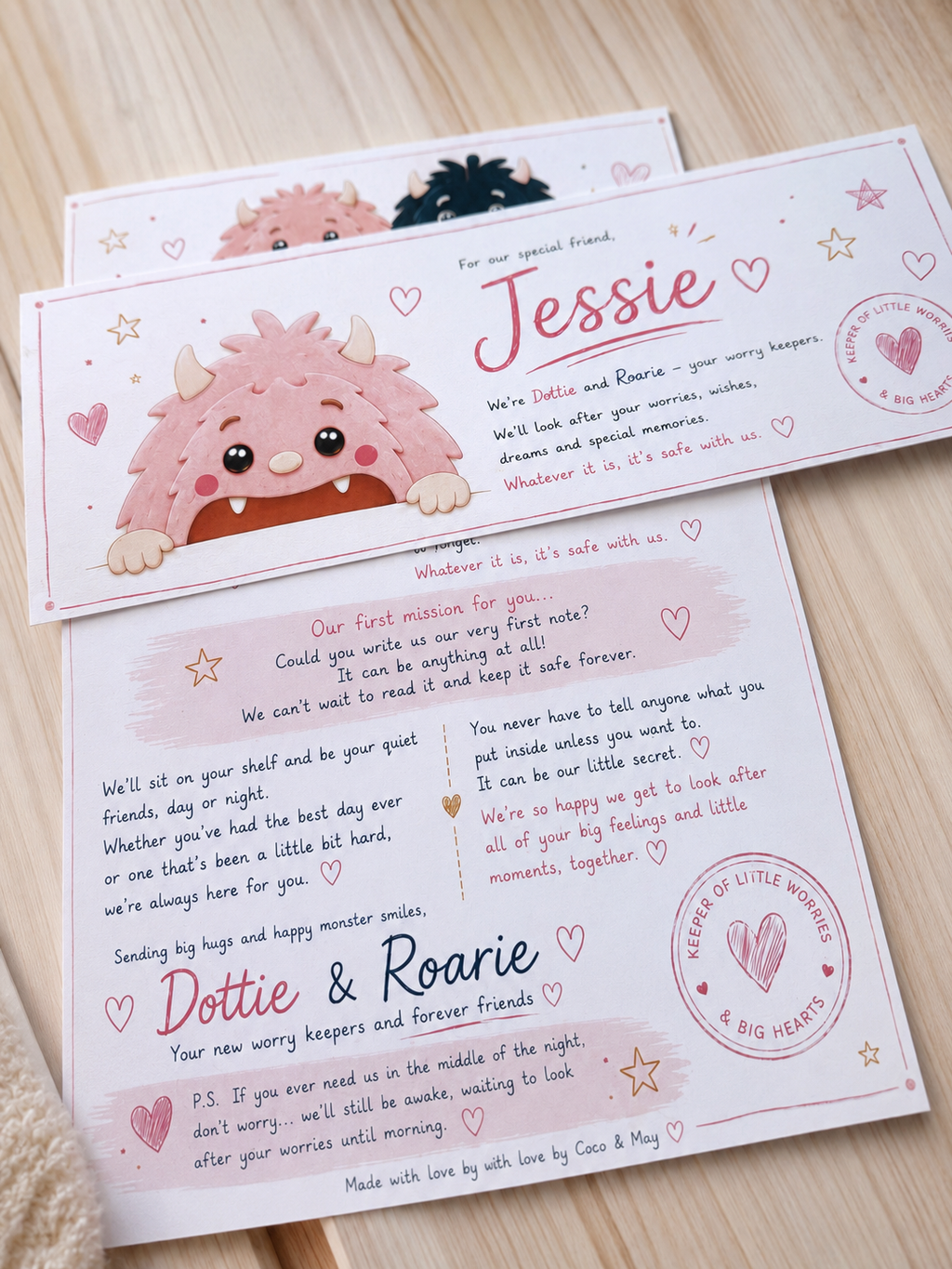 Roarie & Dottie Worry Keepsake Box | Handmade by Coco & May