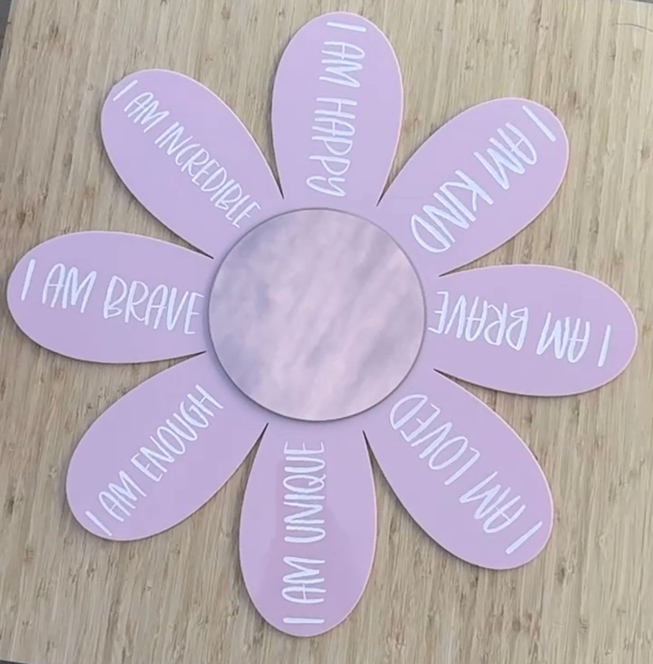 Wooden Daisy Affirmations Mirror