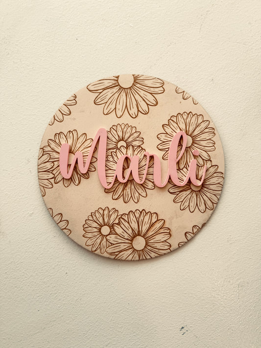 Ideal for gifting,  make a statement with your name in style with our 3D Daisy plaque