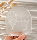 Personalised frosted acrylic memorial arch plaque by Coco & May