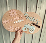 Personalised wooden door plaque for nursery