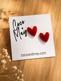 Red heart stud earrings by Coco & May