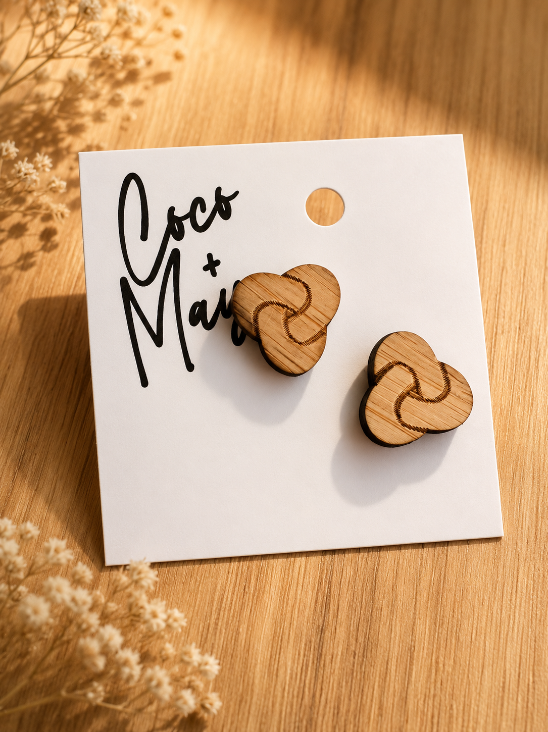 Neutral layered heart stud earrings by Coco & May