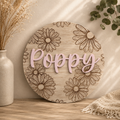 Personalised Engraved Daisy Door Plaque | Custom Floral Name Sign Australia | Coco & May
