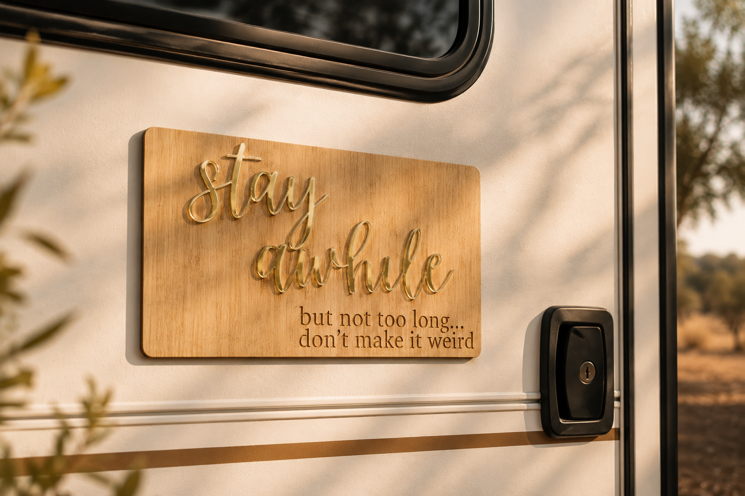 Stay awhile plaque
