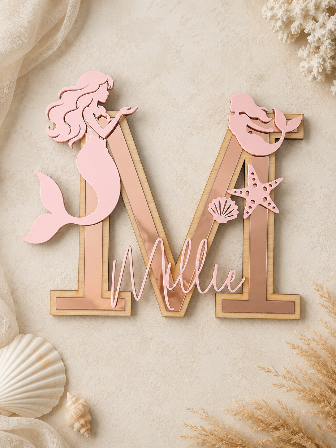 Personalised Mermaid Initial & Name Plaque