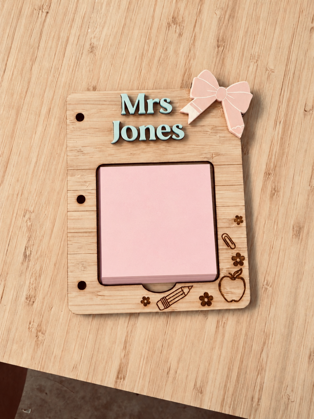 Personalised Wooden Sticky Note Holder | Teacher Gift