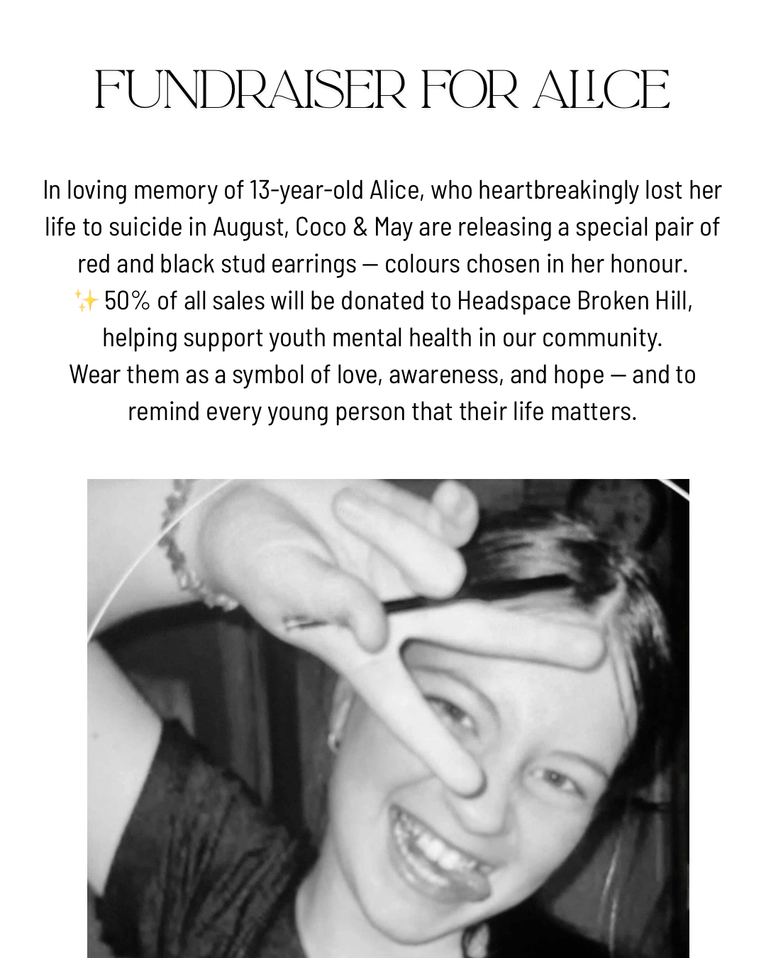 In honour of Alice - Fundraiser for Headspace Broken Hill