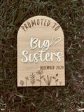 Personalised promoted to big sister announcement plaque wooden sign