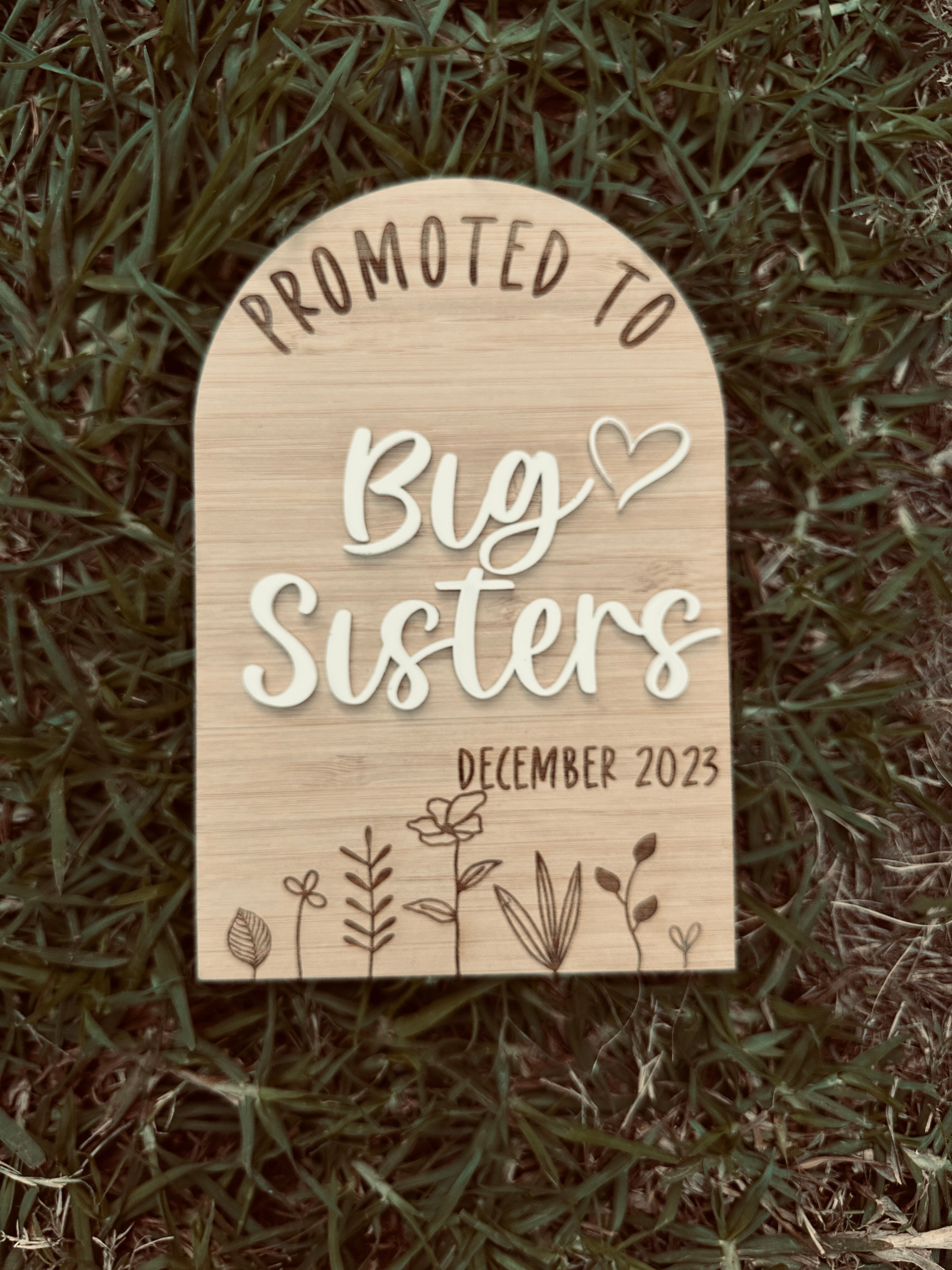 Personalised promoted to big sister announcement plaque wooden sign