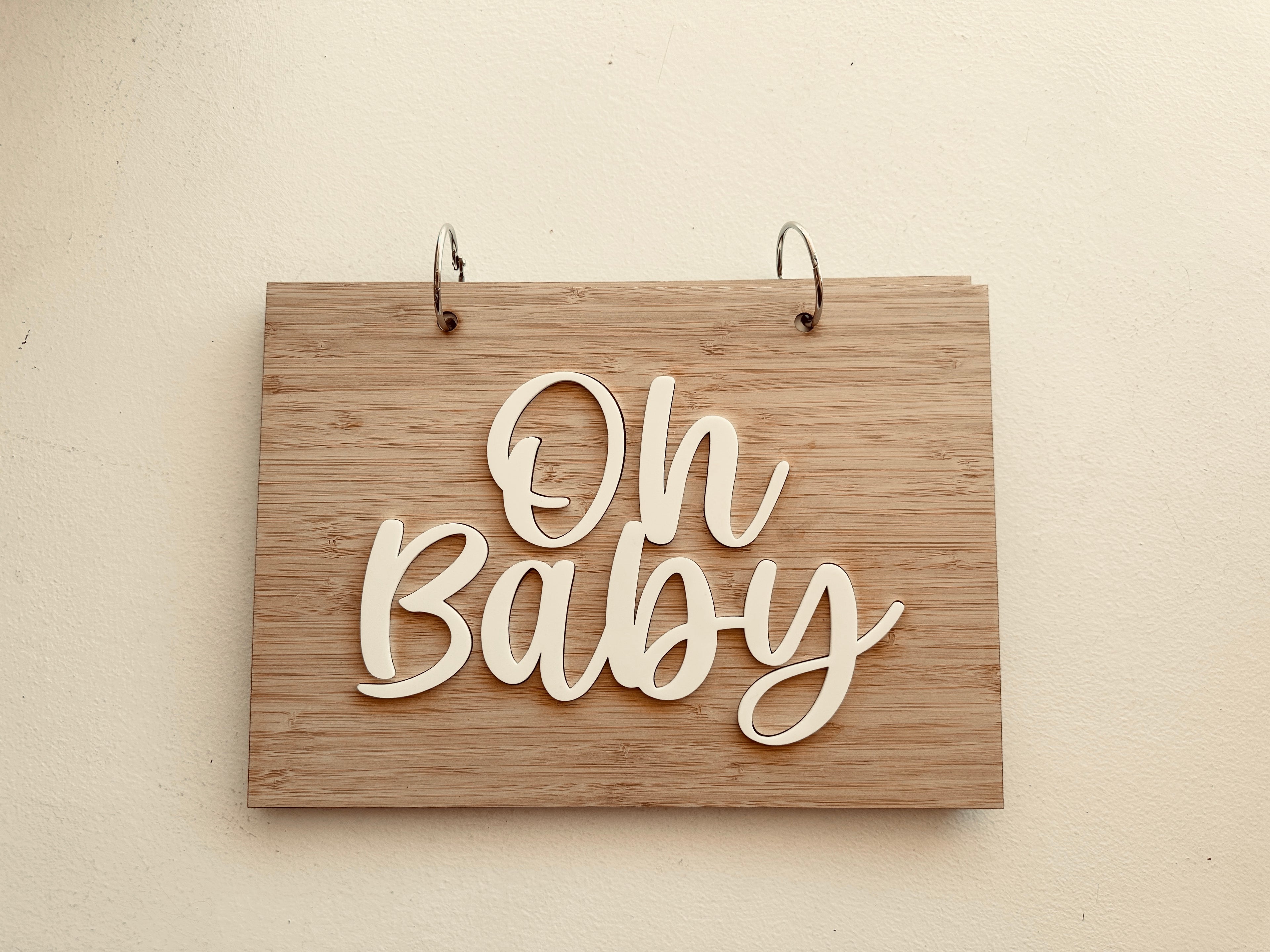 Personalised baby memory book wooden engraved cover keepsake