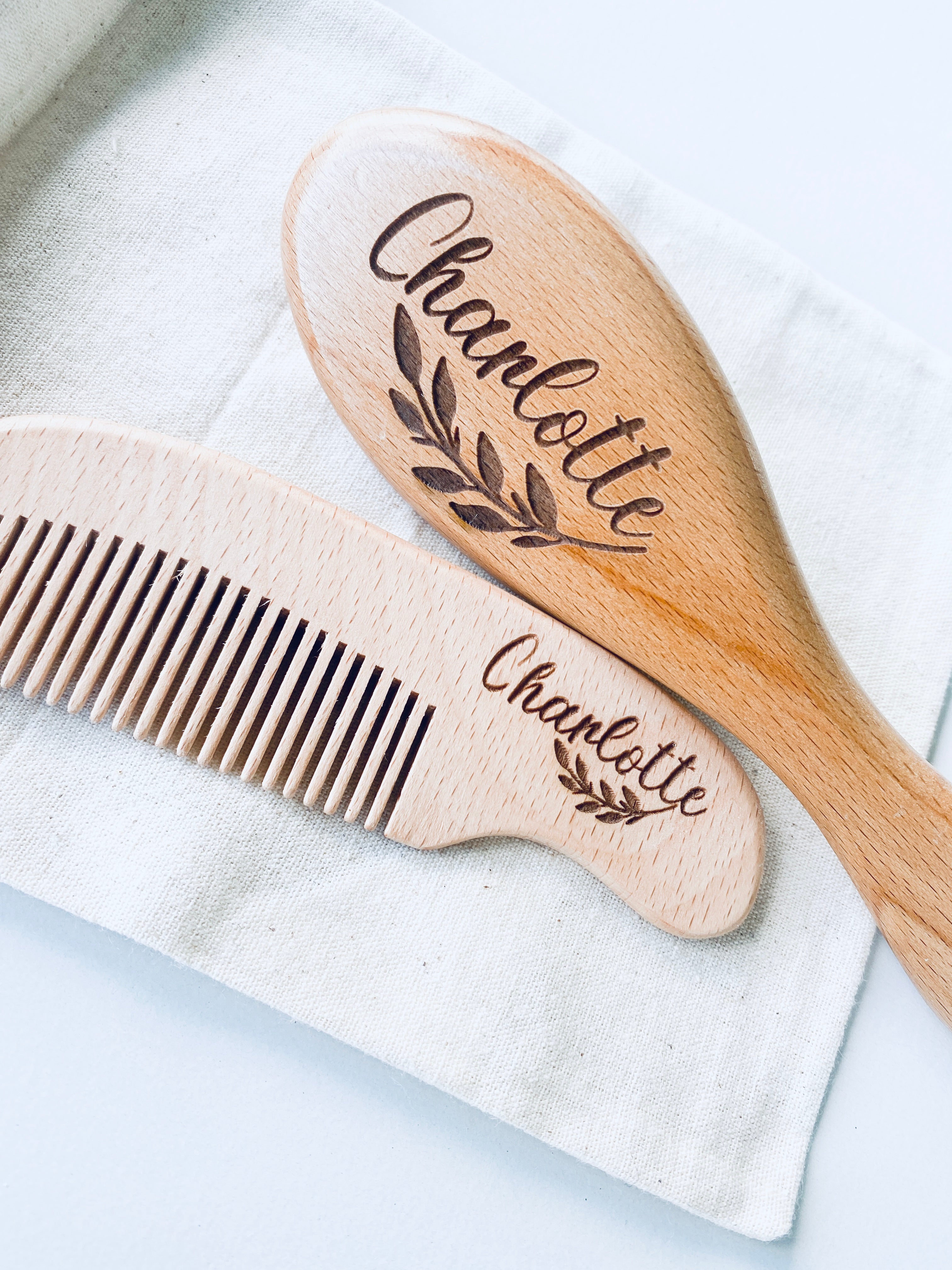 personalised baby brush and comb set engraved newborn gift coco and may
